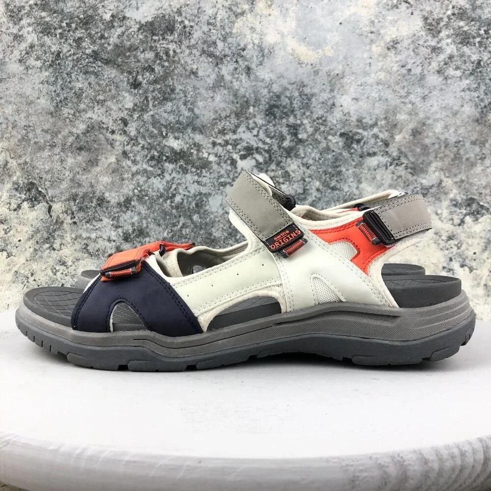 Earth Origins Men's Size 12M Bodi Grey Multi Blue Orange Open Toe Sport Sandals